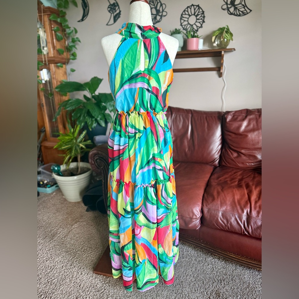 Women’s Size Small Multicolor Sleeveless Colorful Abstract Maxi Dress - Picture 3 of 6